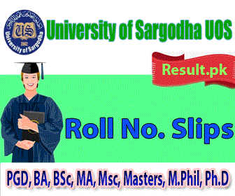 University of Sargodha Roll No Slips 2024 class PGD, BA, BSc, B.Com, MA, Msc, Masters, M.Phil, Ph.D